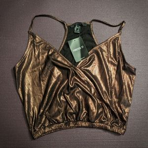 Copper/black striped crop top